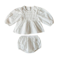 Load image into Gallery viewer, 2 Pieces Set Baby Girls Solid Color Flower Print Tops And Shorts Wholesale 220322309
