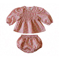 Load image into Gallery viewer, 2 Pieces Set Baby Girls Solid Color Flower Print Tops And Shorts Wholesale 220322309
