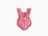 Load image into Gallery viewer, Baby Kid Girls Checked Bow Rompers Wholesale 22032231
