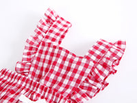 Load image into Gallery viewer, Baby Kid Girls Checked Bow Rompers Wholesale 22032231
