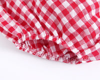 Load image into Gallery viewer, Baby Kid Girls Checked Bow Rompers Wholesale 22032231
