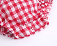 Load image into Gallery viewer, Baby Kid Girls Checked Bow Rompers Wholesale 22032231
