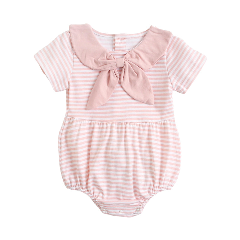 Baby Kid Girls Striped Bow Rompers Wholesale 220322324
