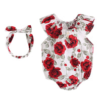 Load image into Gallery viewer, Baby Kid Girls Flower Print Rompers Wholesale 22032234
