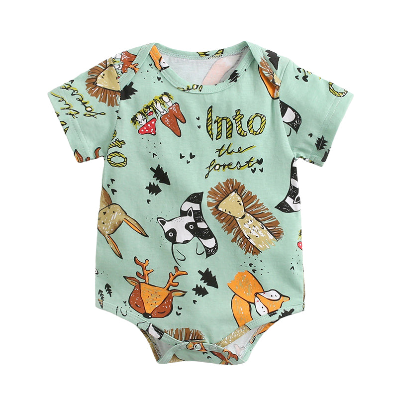 Baby Kid Girls Boys Letters Animals Cartoon Print Rompers Wholesale 22032253