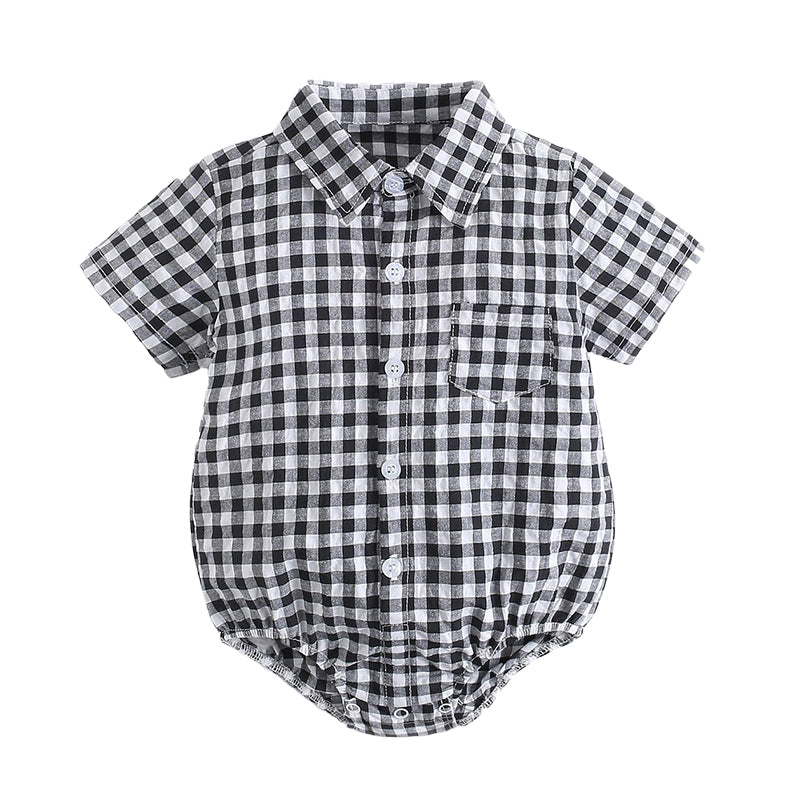 Baby Kid Boys Checked Print Rompers Wholesale 22032266