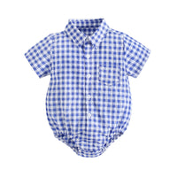 Load image into Gallery viewer, Baby Kid Boys Checked Print Rompers Wholesale 22032266
