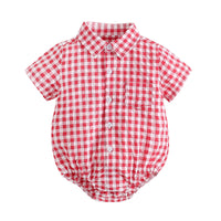 Load image into Gallery viewer, Baby Kid Boys Checked Print Rompers Wholesale 22032266
