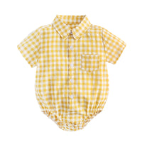 Load image into Gallery viewer, Baby Kid Boys Checked Print Rompers Wholesale 22032266
