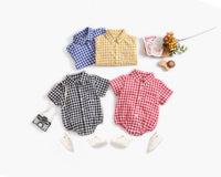 Load image into Gallery viewer, Baby Kid Boys Checked Print Rompers Wholesale 22032266

