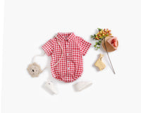 Load image into Gallery viewer, Baby Kid Boys Checked Print Rompers Wholesale 22032266
