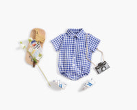 Load image into Gallery viewer, Baby Kid Boys Checked Print Rompers Wholesale 22032266
