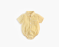 Load image into Gallery viewer, Baby Kid Boys Checked Print Rompers Wholesale 22032266
