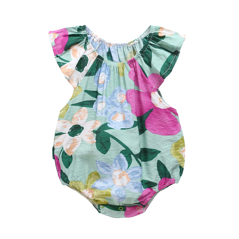 Baby Kid Girls Flower Print Rompers Wholesale 22032273