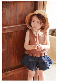 Load image into Gallery viewer, Baby Kid Girls Solid Color Flower Embroidered Tank Tops Wholesale 22032277
