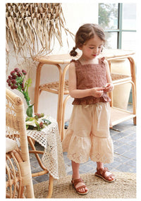 Load image into Gallery viewer, Baby Kid Girls Solid Color Flower Embroidered Tank Tops Wholesale 22032277
