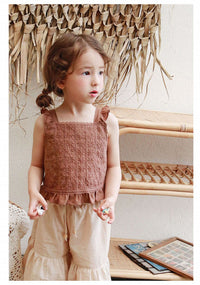 Load image into Gallery viewer, Baby Kid Girls Solid Color Flower Embroidered Tank Tops Wholesale 22032277
