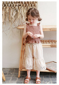 Load image into Gallery viewer, Baby Kid Girls Solid Color Flower Embroidered Tank Tops Wholesale 22032277
