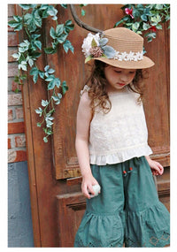 Load image into Gallery viewer, Baby Kid Girls Solid Color Flower Embroidered Tank Tops Wholesale 22032277
