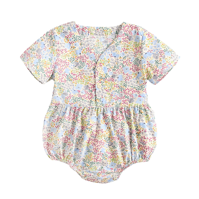 Baby Kid Girls Flower Print Rompers Wholesale 22032278