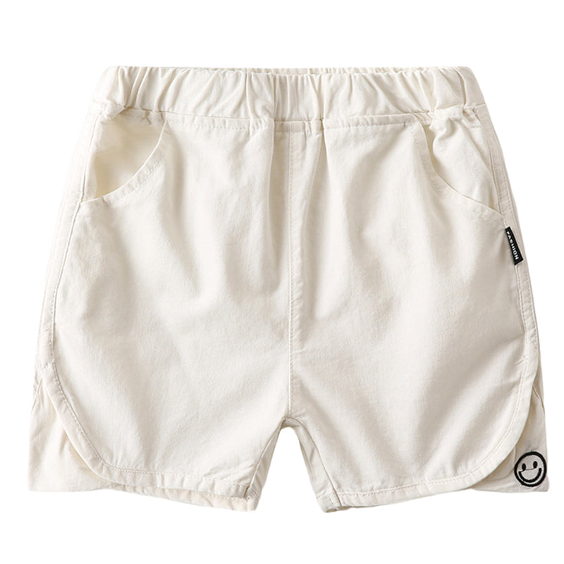 Baby Kid Boys Solid Color Expression Embroidered Beach Shorts Wholesale 22032286