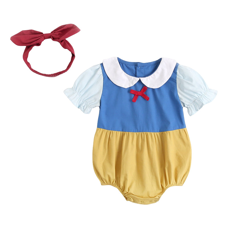 Baby Kid Girls Color-blocking Bow Rompers Headwear Wholesale 22032291