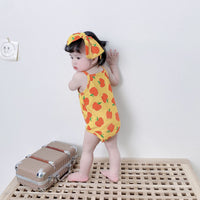 Load image into Gallery viewer, Baby Kid Girls Fruit Print Rompers Bow Headwear Wholesale 22032294
