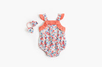 Load image into Gallery viewer, Baby Kid Girls Flower Print Rompers Bow Headwear Wholesale 22032296
