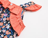 Load image into Gallery viewer, Baby Kid Girls Flower Print Rompers Bow Headwear Wholesale 22032296
