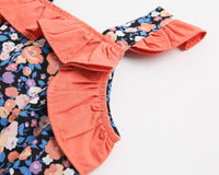 Load image into Gallery viewer, Baby Kid Girls Flower Print Rompers Bow Headwear Wholesale 22032296
