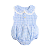 Load image into Gallery viewer, Baby Kid Girls Checked Print Rompers Wholesale 22032299
