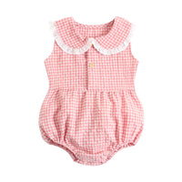 Load image into Gallery viewer, Baby Kid Girls Checked Print Rompers Wholesale 22032299
