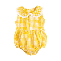 Load image into Gallery viewer, Baby Kid Girls Checked Print Rompers Wholesale 22032299
