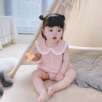 Load image into Gallery viewer, Baby Kid Girls Checked Print Rompers Wholesale 22032299
