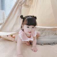 Load image into Gallery viewer, Baby Kid Girls Checked Print Rompers Wholesale 22032299
