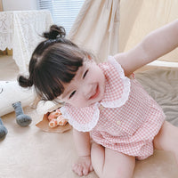 Load image into Gallery viewer, Baby Kid Girls Checked Print Rompers Wholesale 22032299
