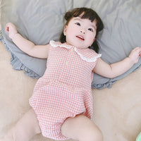 Load image into Gallery viewer, Baby Kid Girls Checked Print Rompers Wholesale 22032299
