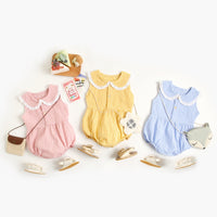 Load image into Gallery viewer, Baby Kid Girls Checked Print Rompers Wholesale 22032299
