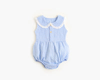 Load image into Gallery viewer, Baby Kid Girls Checked Print Rompers Wholesale 22032299
