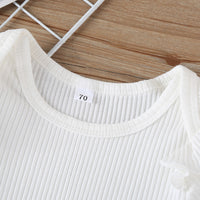 Load image into Gallery viewer, 2 Pieces Set Baby Kid Girls Solid Color Muslin&amp;Ribbed Rompers And Flower Print  Ribbon Shorts Skirts Wholesale 091411928
