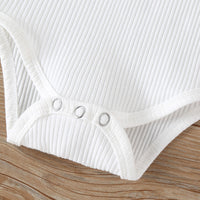 Load image into Gallery viewer, 2 Pieces Set Baby Kid Girls Solid Color Muslin&amp;Ribbed Rompers And Flower Print  Ribbon Shorts Skirts Wholesale 091411928
