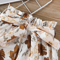 Load image into Gallery viewer, 2 Pieces Set Baby Kid Girls Solid Color Muslin&amp;Ribbed Rompers And Flower Print  Ribbon Shorts Skirts Wholesale 091411928
