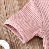 Load image into Gallery viewer, 3 Pieces Set Baby Kid Unisex Solid Color Muslin&amp;Ribbed Tops Shorts And Headwear Wholesale 220323115
