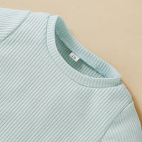 Load image into Gallery viewer, 3 Pieces Set Baby Kid Unisex Solid Color Muslin&amp;Ribbed Tops Shorts And Headwear Wholesale 220323115
