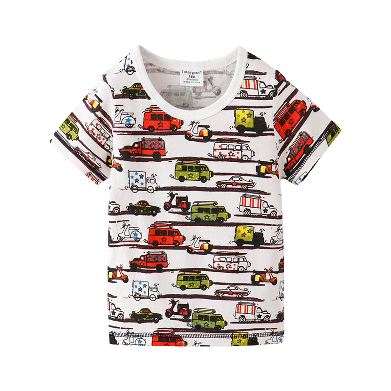 Baby Kid Boys Car Cartoon Print T-Shirts Wholesale 220323145