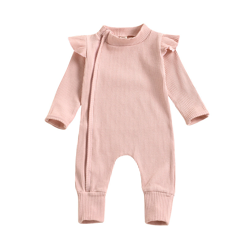 Baby Unisex Solid Color Muslin&Ribbed Jumpsuits Wholesale 220323165