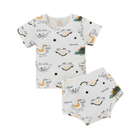 Load image into Gallery viewer, 2 Pieces Set Baby Kid Boys Dinosaur Star Muslin&amp;Ribbed Print T-Shirts And Shorts Wholesale 220323229
