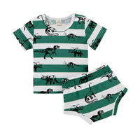 Load image into Gallery viewer, 2 Pieces Set Baby Kid Boys Dinosaur Star Muslin&amp;Ribbed Print T-Shirts And Shorts Wholesale 220323229
