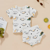 Load image into Gallery viewer, 2 Pieces Set Baby Kid Boys Dinosaur Star Muslin&amp;Ribbed Print T-Shirts And Shorts Wholesale 220323229
