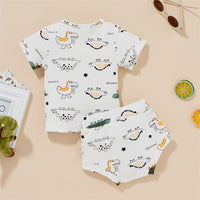 Load image into Gallery viewer, 2 Pieces Set Baby Kid Boys Dinosaur Star Muslin&amp;Ribbed Print T-Shirts And Shorts Wholesale 220323229
